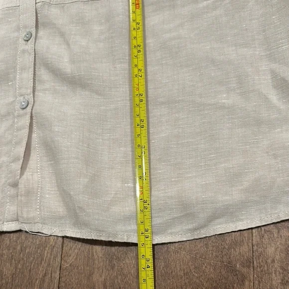 Tahari Beige Linen Tunic Long Sleeve Button-Up - Picture 2 of 8